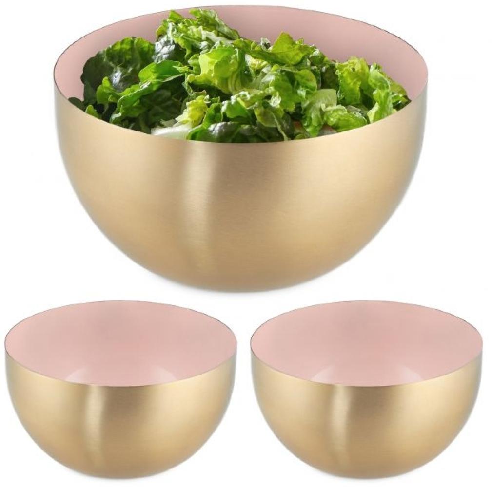 3 x Salatschüssel Edelstahl rosa-gold Bild 1