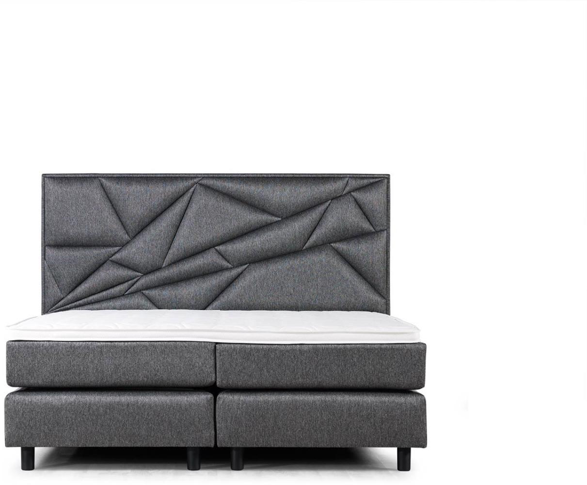Boxspringbett GEO 180cm, Härtegrad H3/H3, Bezug: Stoff, anthrazit Bild 1