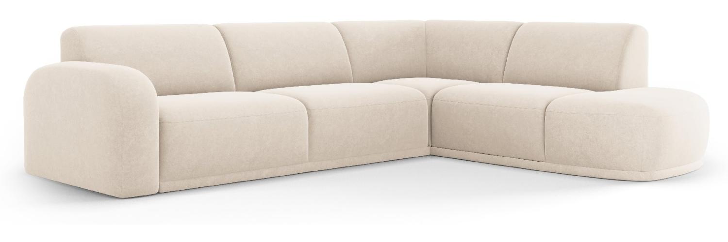 Micadoni Ecksofa Erin 4-Sitzer 1 Armlehne Rechts Samtstoff Beige Bild 1