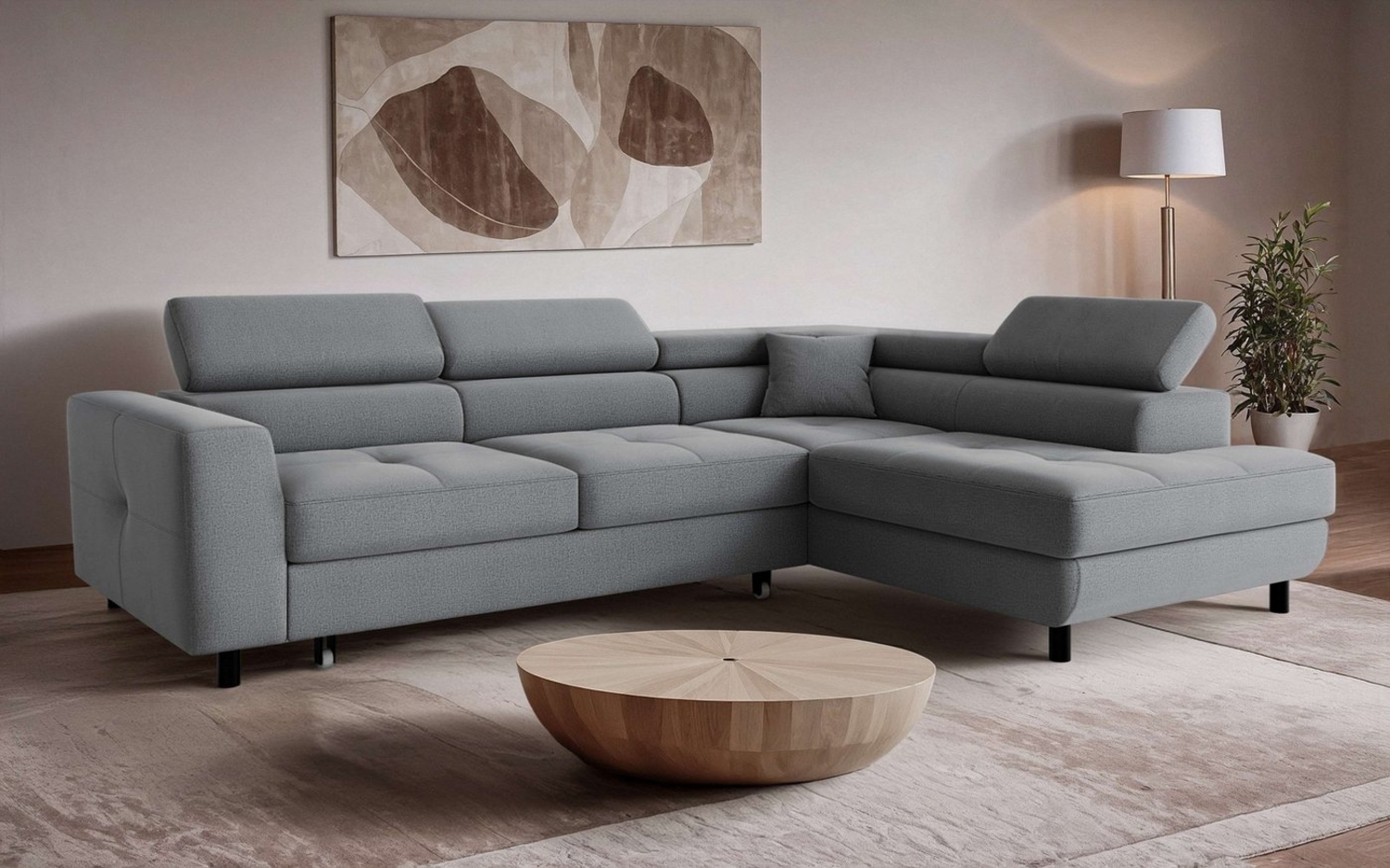 OTTO home Ecksofa AADEN Schlafsofa mit verstellbaren Kopfstützen, B/T/H: 254/199/90 cm, mit Bettfunktion und Bettkasten, Ottomane rechts/links bestellbar Bild 1