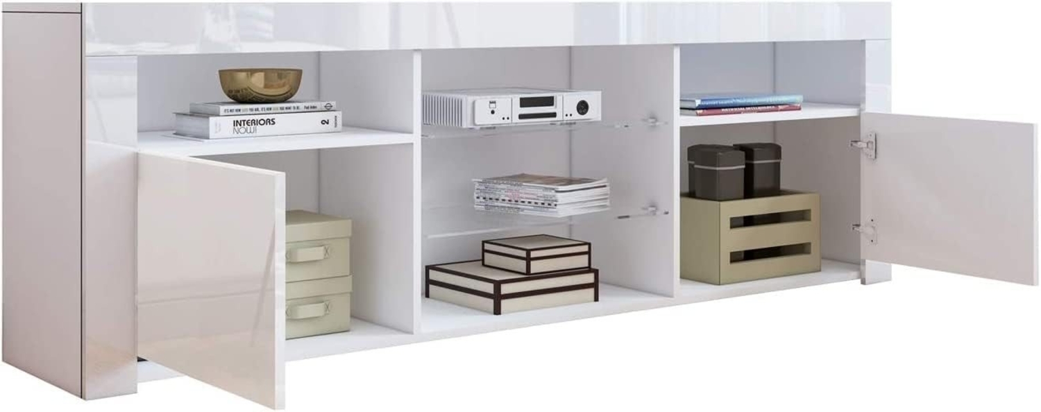 BESTWANTED TV-Schrank 4 Schubladen und optionaler LED-Beleuchtung mit Hochglanzoberfläche (1-St) 60 x 95 x 31 cm Bild 1