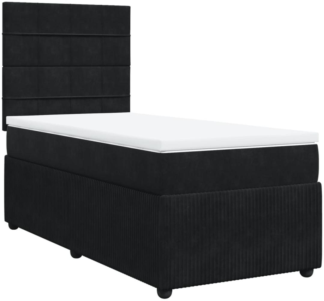 vidaXL Boxspringbett mit Matratze Schwarz 100x200 cm Samt 3292264 Bild 1