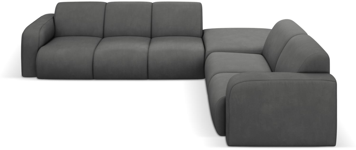 Micadoni Boucle Ecksofa Molino 6-Sitzer Rechts Strukturierter Stoff Dunkelgrau Bild 1