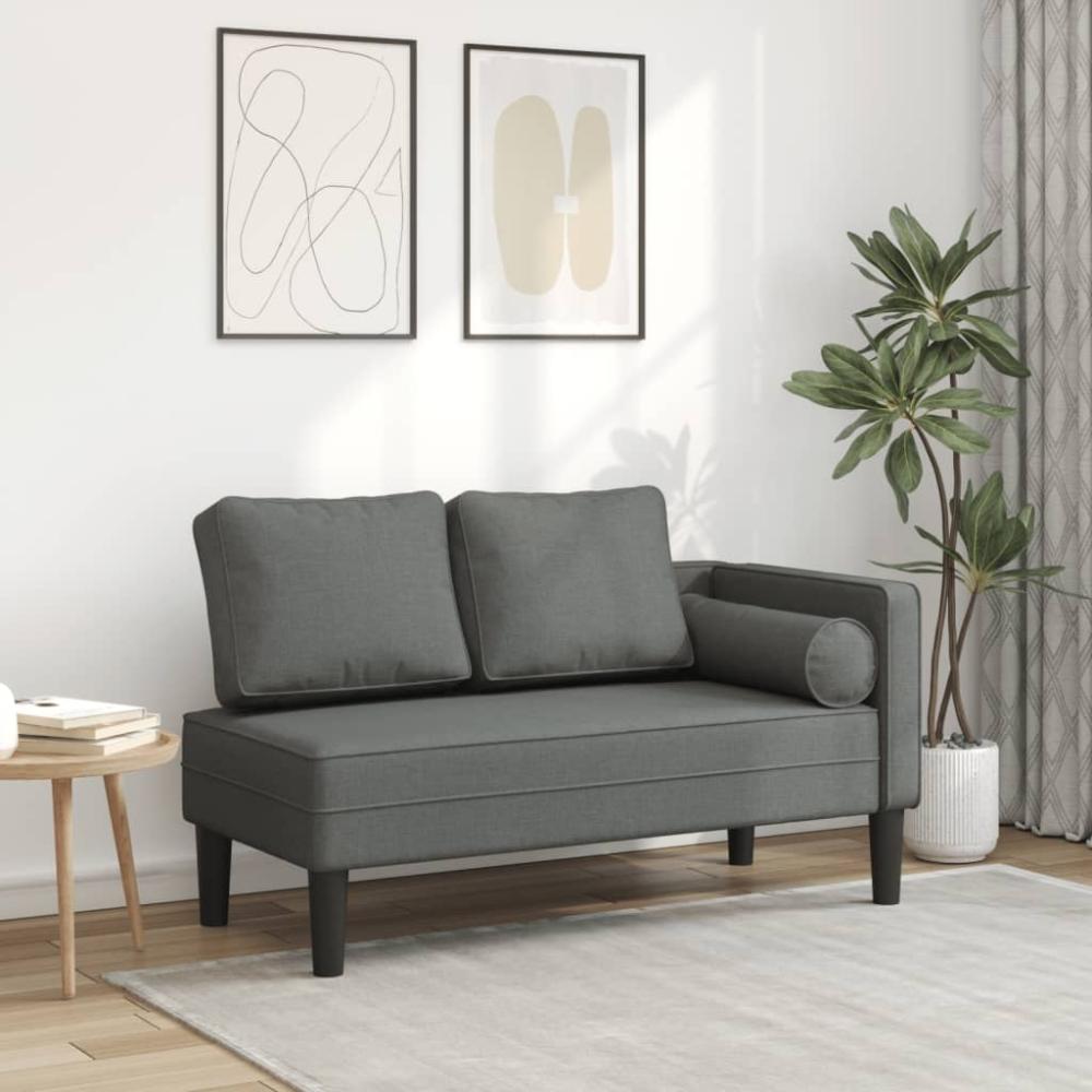 vidaXL Chaiselongue mit Kissen Dunkelgrau Stoff Bild 1