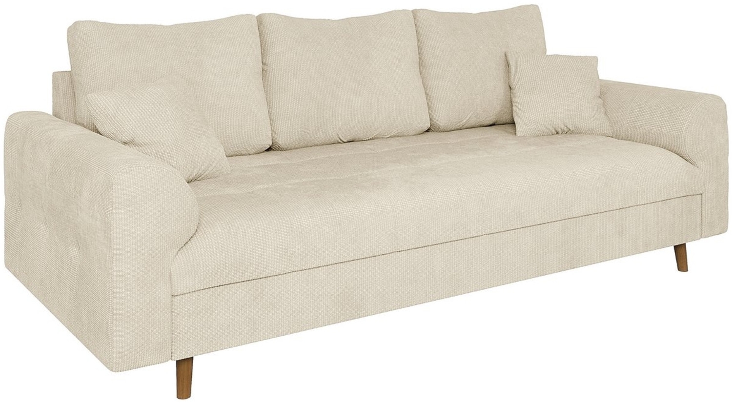 S-Style Möbel 3-Sitzer Sofa Kristian mit Braun Holzfüßen aus Chenille-Stoff, mit Wellenfederung Bild 1