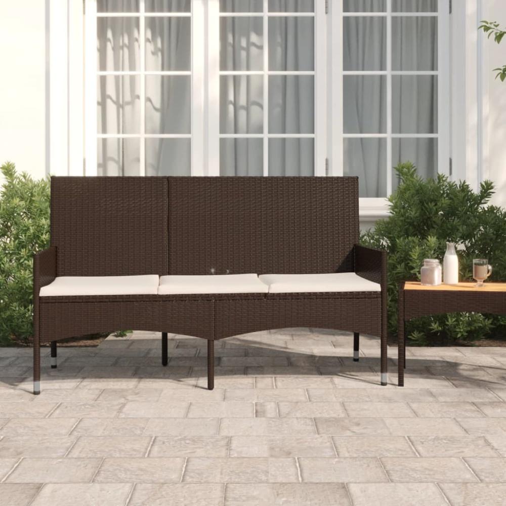 vidaXL Gartenbank 3-Sitzer mit Kissen Braun Poly Rattan 319491 Bild 1