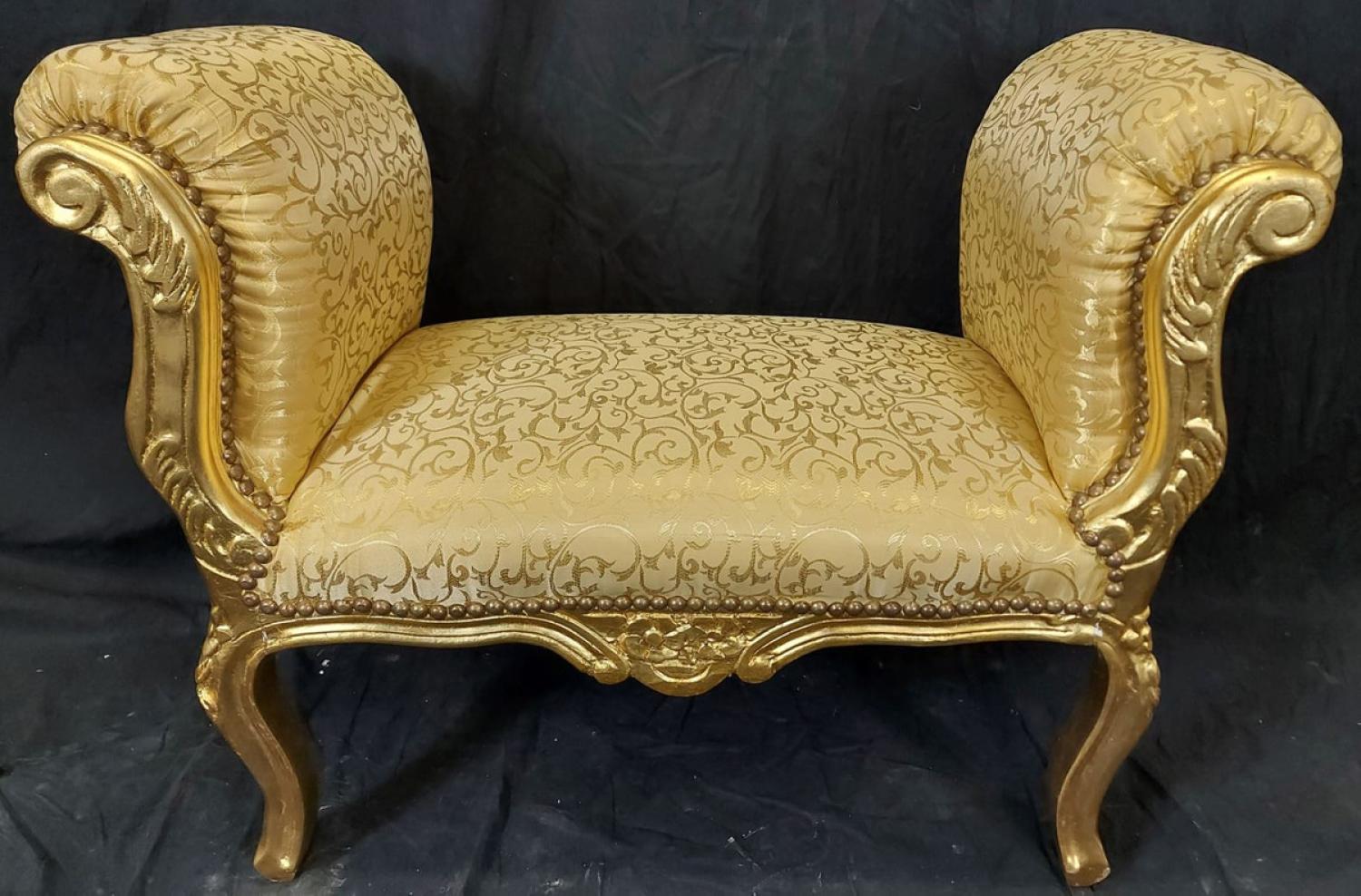 Casa Padrino Barock Schemel Gold Muster / Gold - Handgefertigter Antik Stil Hocker - Barockstil Hocker - Wohnzimmer Möbel im Barockstil - Barockstil Möbel - Barock Möbel - Barock Einrichtung Bild 1