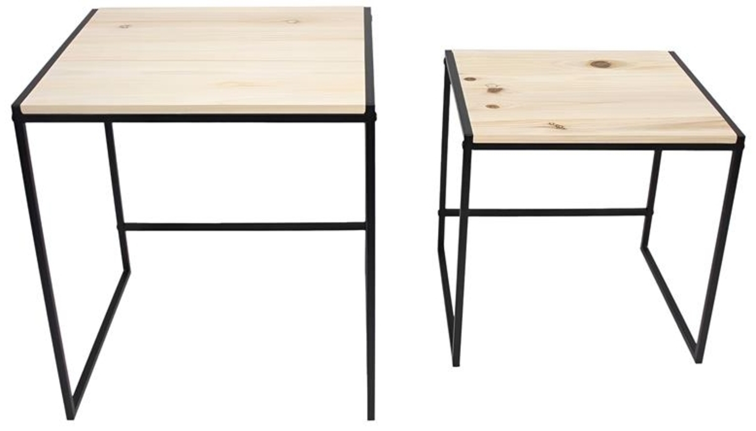 2x Beistelltisch "Modern" aus Metall & Holz, 40 + 50 cm hoch, Satztische, Wohnzimmertisch Bild 1