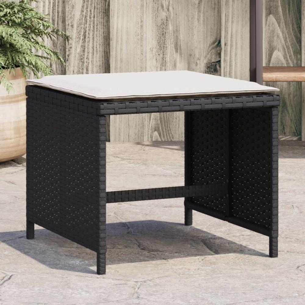 vidaXL Gartenhocker mit Kissen 4 Stk. Schwarz 41x41x36 cm Poly Rattan 365041 Bild 1