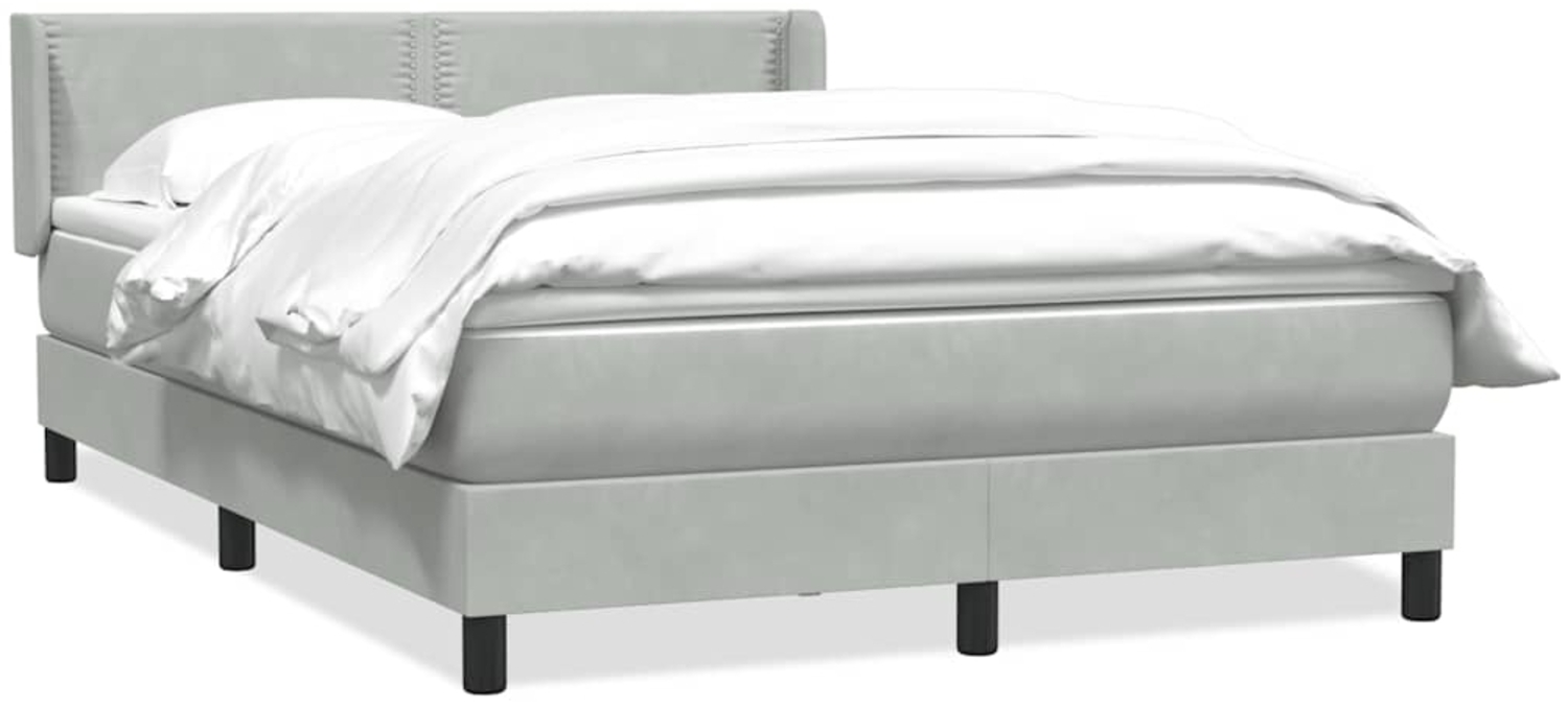 vidaXL Boxspringbett mit Matratze Hellgrau 140x210 cm Samt 3318027 Bild 1