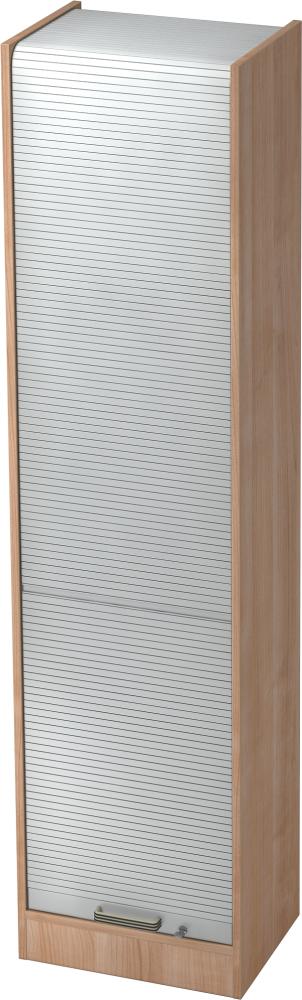 bümö Rollladenschrank 5 OH abschließbar in Nussbaum/Silber mit Streifengriff, SET50-N-S-SG Bild 1