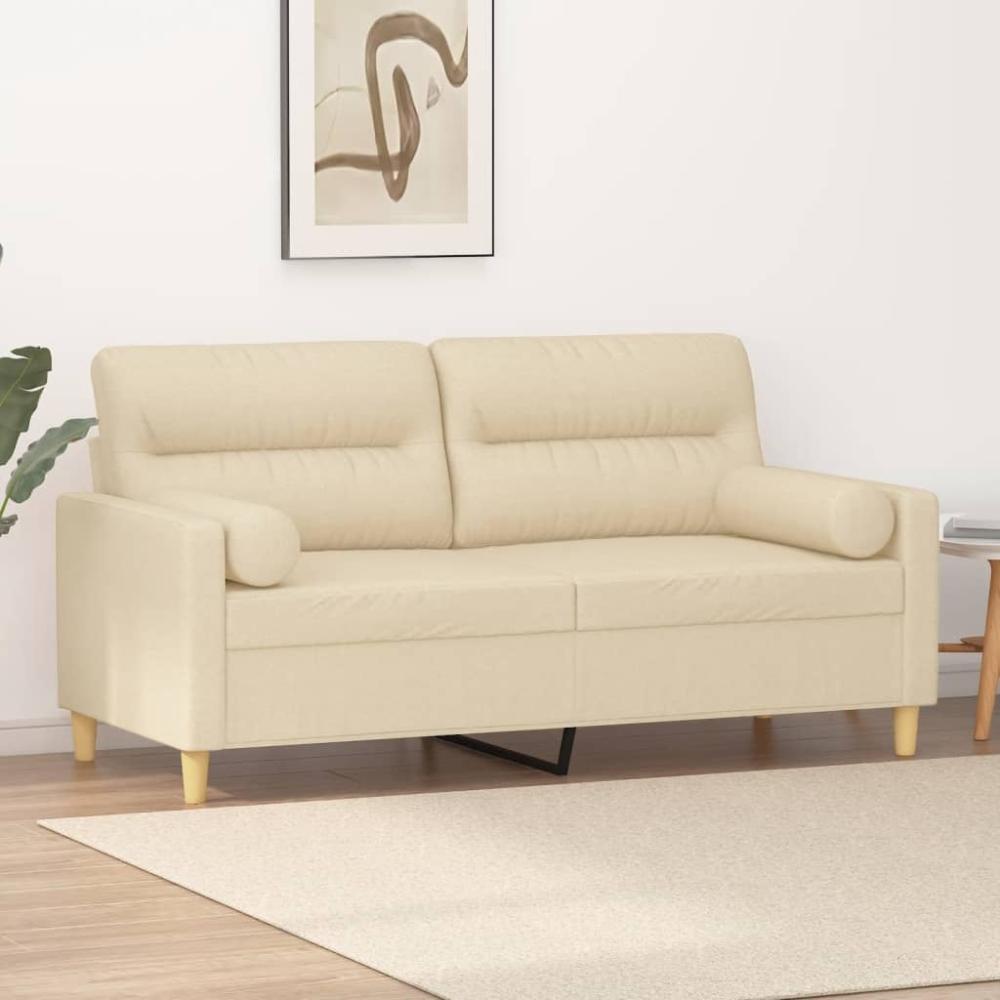 vidaXL 2-Sitzer-Sofa mit Zierkissen Creme 140 cm Stoff 3200823 Bild 1