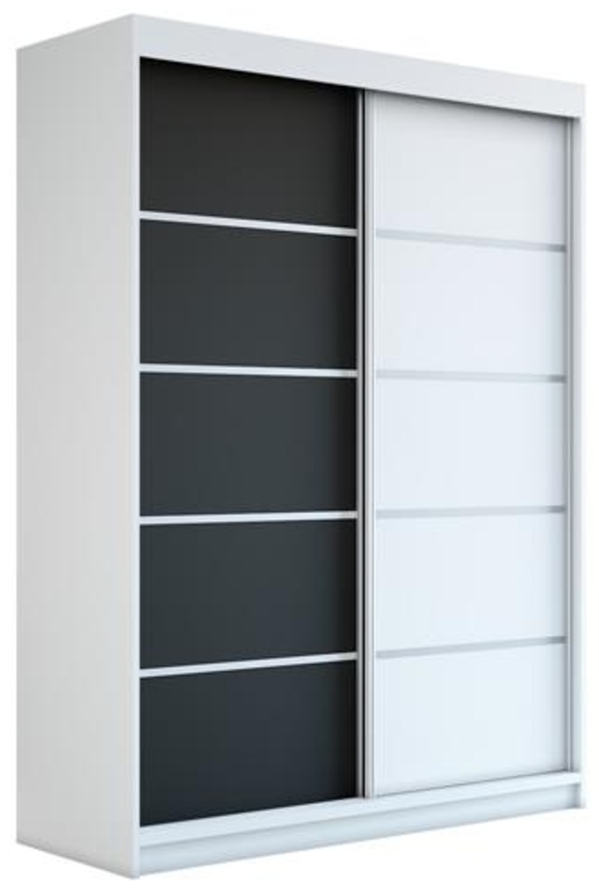 Schwebetürenschrank PARIS 2-türig Schrank 180 cm (mit Spiegel) Farbe: Weiß , schwarz Bild 1