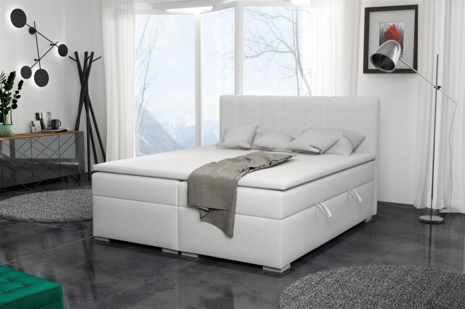 Boxspringbett Schlafzimmerbett LAURIN 200x200cm Kunstleder Soft Weiss Bild 1