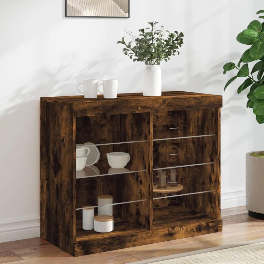 vidaXL Sideboard mit LED-Leuchten Räuchereiche 81x37x67 cm 836704 Bild 1