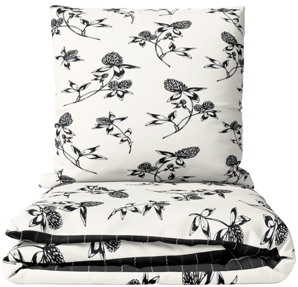Leonado Vicenti Bettwäsche 135x200 cm, 155x220 cm, Renforcé, 2 teilig, Blumenmuster mit Wendeseite in Weiß, Schwarz und Grau Bild 1
