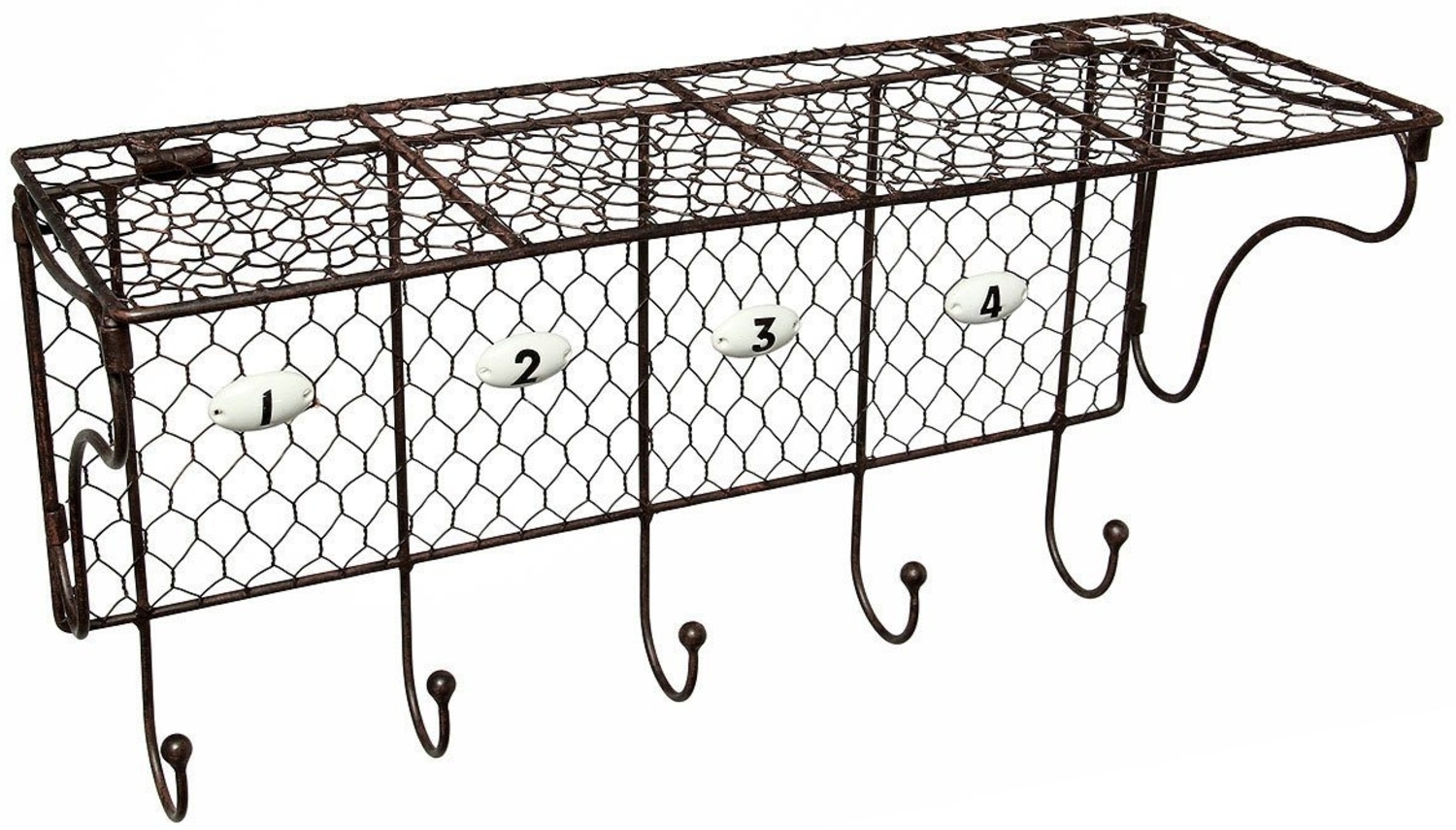 Ambiente Haus Wandregal Draht Wandregal mit Haken in Antikbraun, 1-tlg. Bild 1