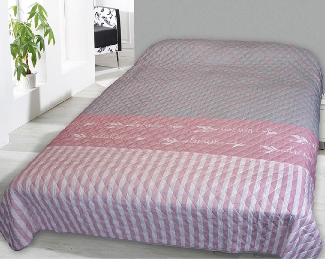 Tages-Decke XXL (220x240 cm) mit wattierter Zwischenlage, in verschiedenen gesteppten Patchwork Designs, Überwurf Steppbett (Dream) Bild 1