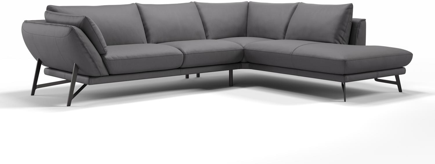 Sofanella Ecksofa ESTELLA Wohnlandschaft Ledersofa Eckgarnitur in Grau Bild 1