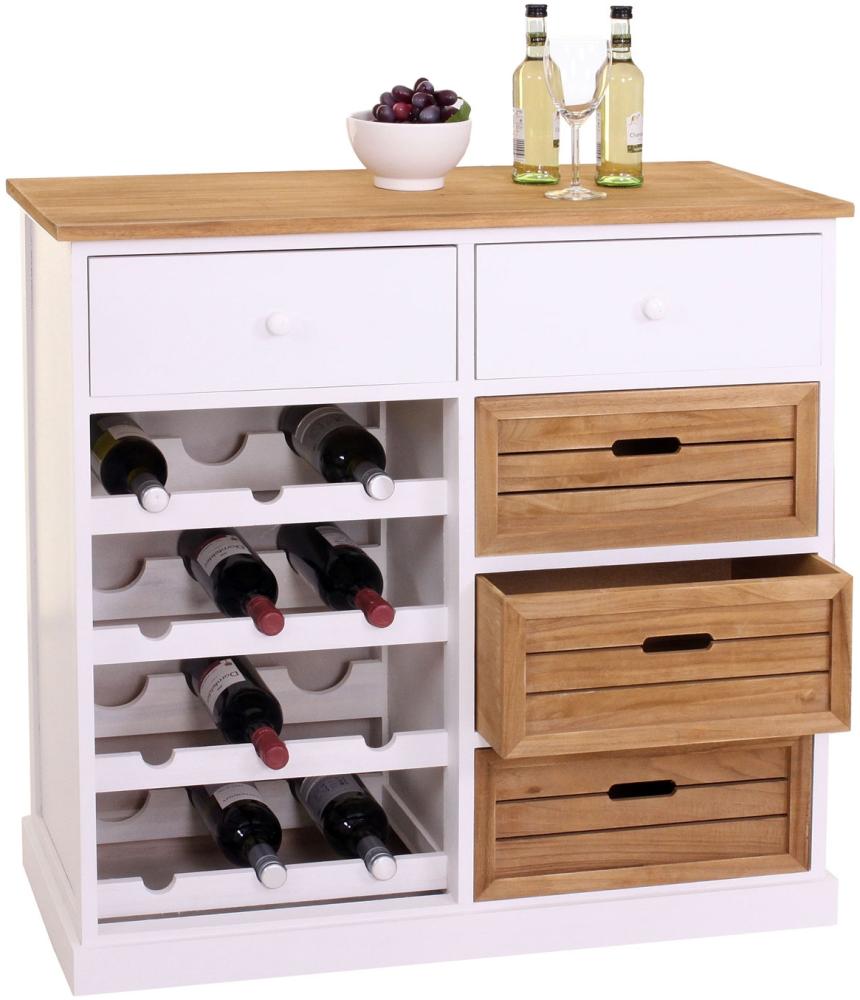 Weinregal HWC-B96, Kommode Flaschenregal für 12 Flaschen mit Schubladen, Landhaus 86x87x37cm Bild 1