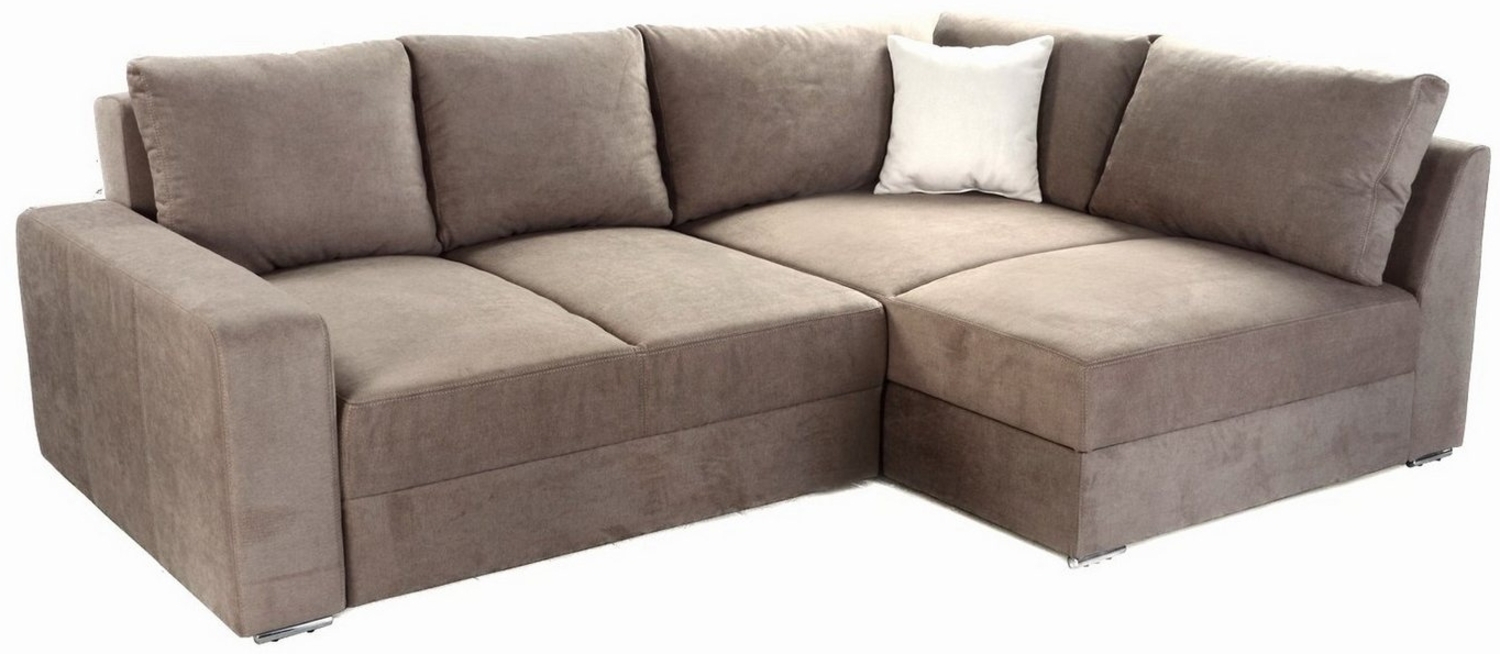 luma-home Ecksofa 15108-OTTO, Dauerschläfer 260x181 cm mit 2 Bettkästen, Ottomane links oder rechts montierbar, Federkern, Boxspring, Topper, Mikrofaser Hell-Braun Bild 1