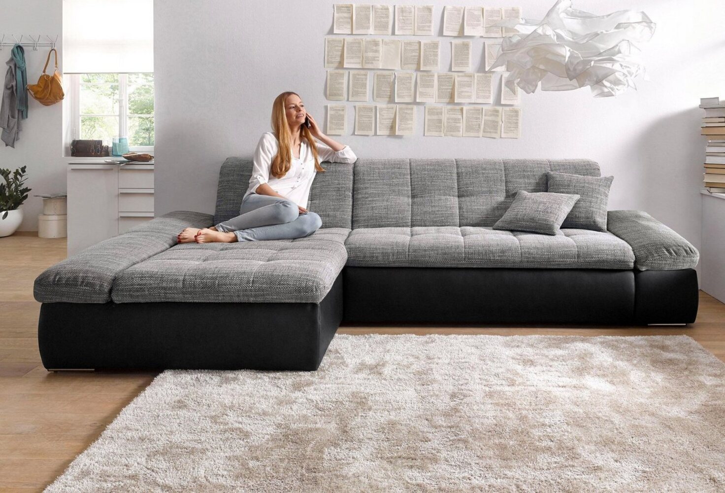 DOMO collection Ecksofa Moric B/T/H 300/172/80 cm, auch in Cord, L-Form, XXL-Format, wahlweise auch mit Bettfunktion und Armverstellung Bild 1
