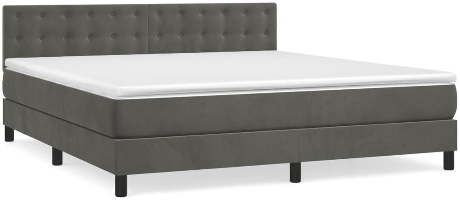 vidaXL Boxspringbett mit Matratze Dunkelgrau 180x200 cm Samt 3141558 Bild 1