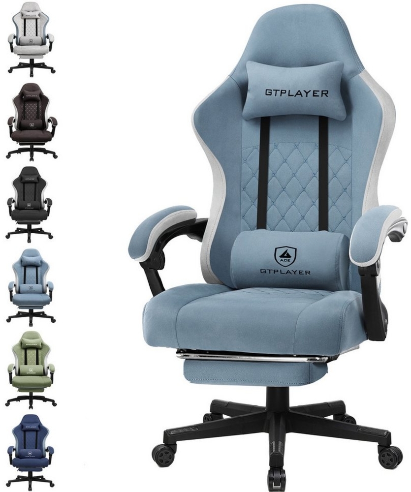 GTPLAYER Gaming-Stuhl Ergonomischer Gaming Sessel Schreibtischstuhl mit Stoffoberfläche (Pacekung), Federsitzkissen mit Fußstütze Bild 1