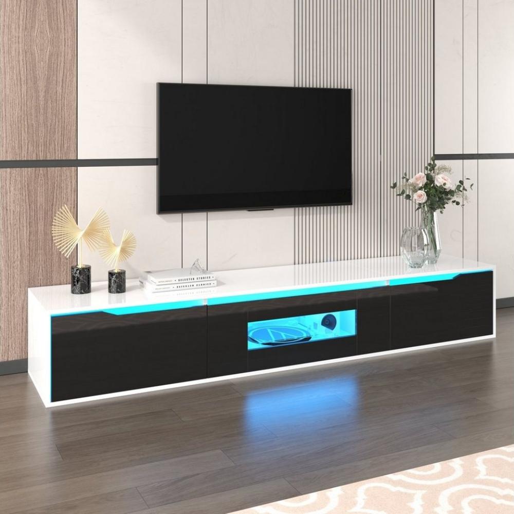 REDOM TV-Schrank Lowboard TV-Board (Modernes Design mit Farbkontrast, Hochglanz-Oberfläche, 1-St, Anpassbare LED-Beleuchtung) Ideal für Wohnzimmer, Schlafzimmer & Jugendzimmer Bild 1