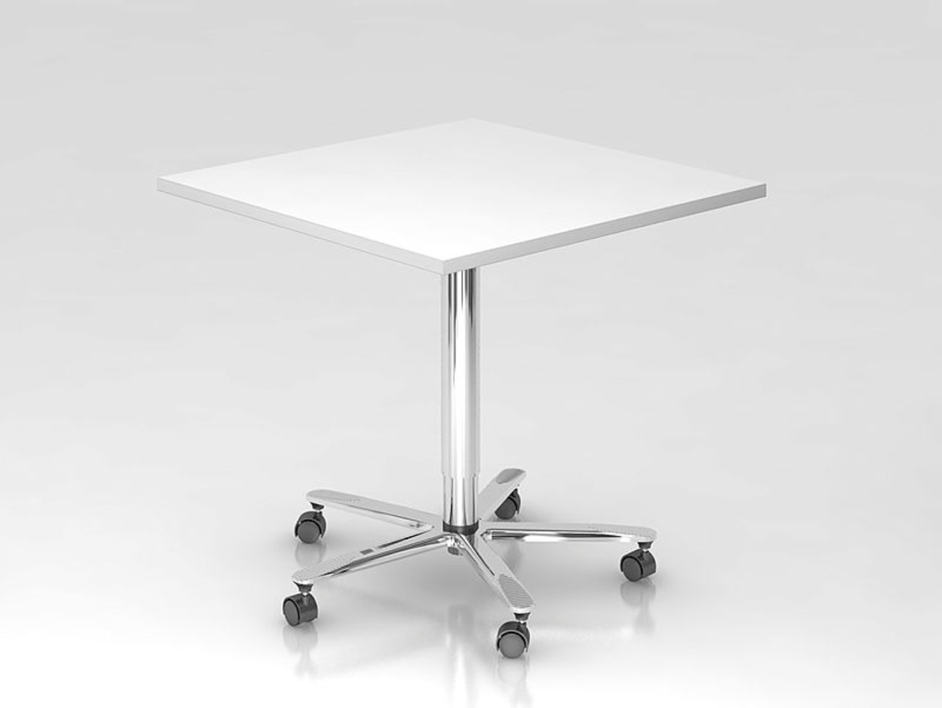 Säulenhubtisch, 80x80cm, Weiß / Chrom Bild 1