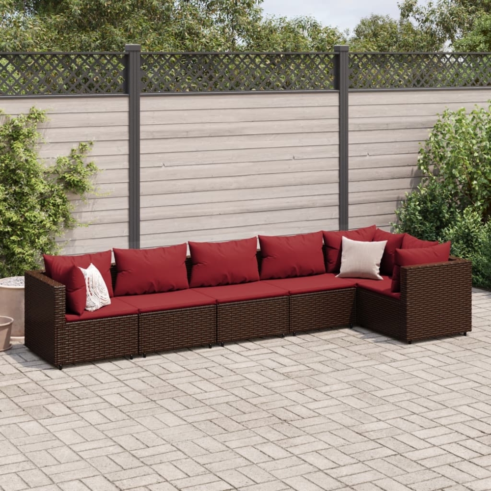 vidaXL 6-tlg. Garten-Lounge-Set mit Kissen Braun Poly Rattan 3308109 Bild 1