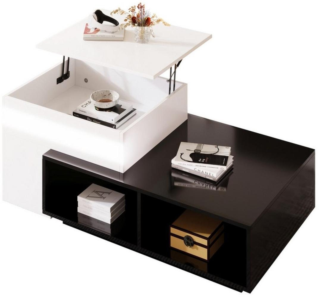 Refined Living Couchtisch Kombi-Couchtisch mit Hebefunktion Schwarz-Weiß Couchtisch-Set (Wohnzimmertisch, 2-St, 59,5*43*50+90*60*28cm, Stilvolles Schwarz-Weiß-Design,Hochwertige Verarbeitung), mit Ablagefächern, Höhenverstellbar, Längenverstellbar Bild 1