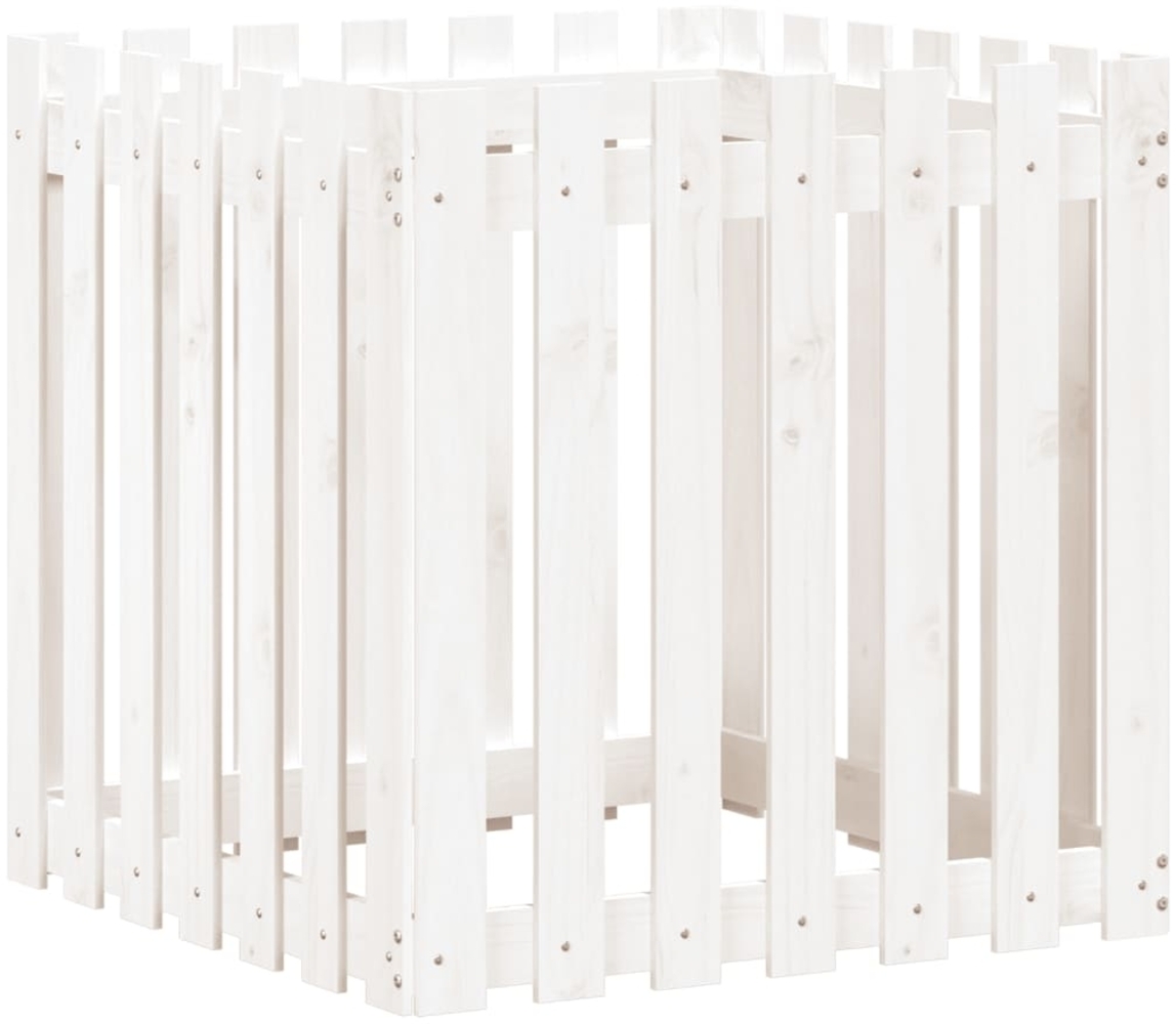 vidaXL Pflanzkübel Lattenzaun-Design Weiß 70x70x70cm Massivholz Kiefer 832463 Bild 1