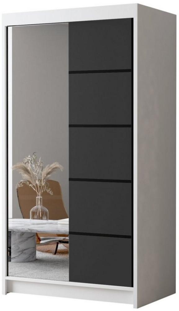 Sofnet Kleiderschrank Letto III (mit Spiegel, Schiebetüren und Kleiderstange) Schwebetürenschrank mit 2 Türen, Schiebetürenschrank - 100 x 200 x 58 cm Bild 1