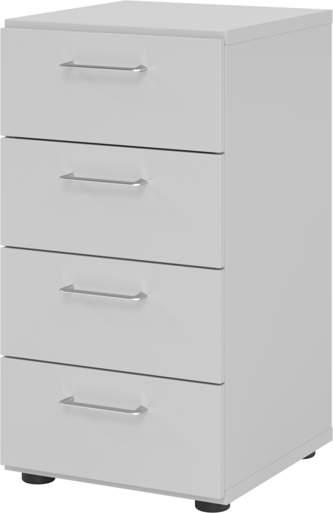 bümö smart Schubladenschrank, Büroschrank in grau mit 4 Schüben - Bürocontainer aus Holz, Container mit Metallgriffen & Soft-Stop Schubladen, 924S4-5-5-BS Bild 1