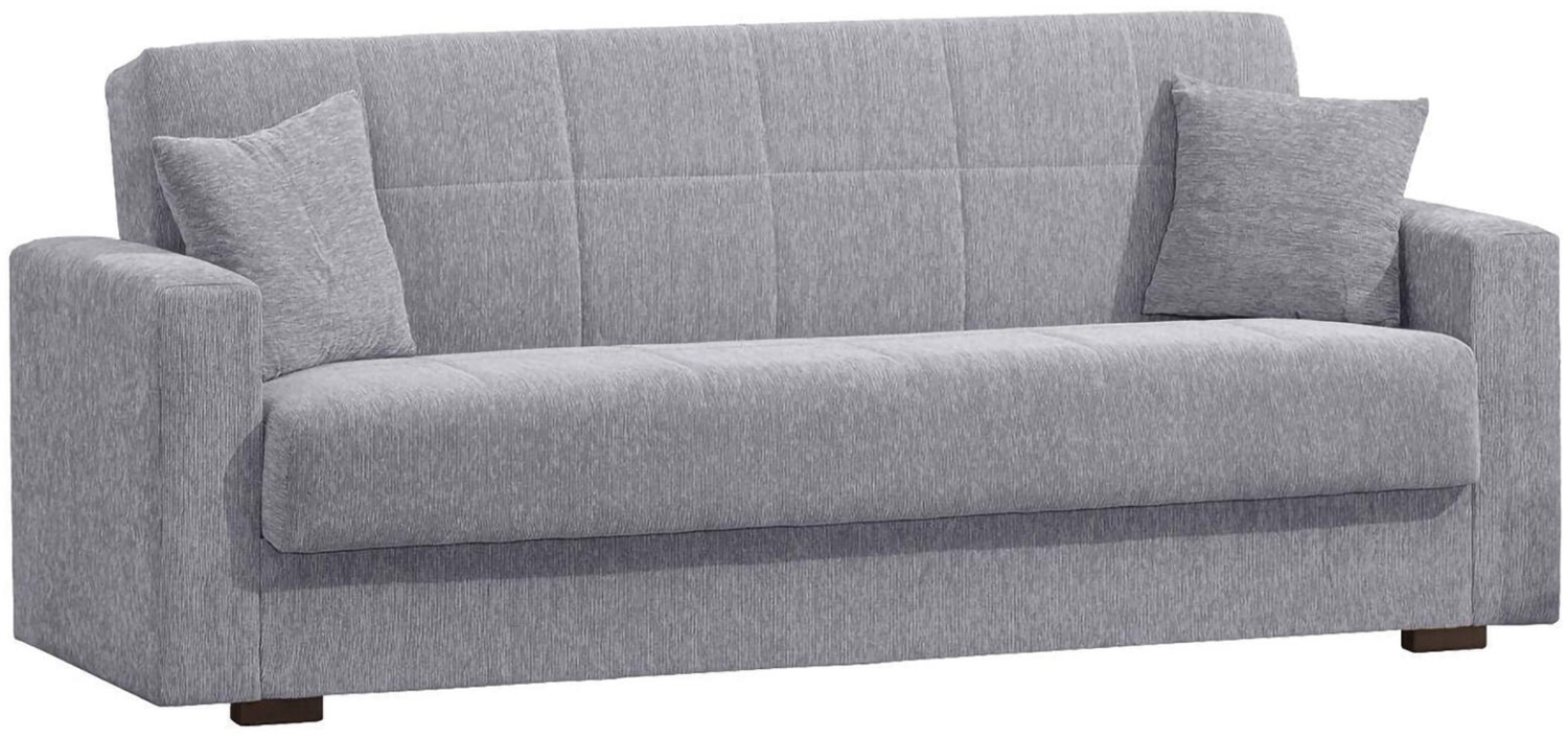 Dmora 3-Sitzer Schlafsofa Ambrogino, lineares Container-Schlafsofa, Wohnzimmersofa aus gepolstertem Stoff mit Klick-Klack-Öffnung, 212 x 80 x 87 cm, Grau Bild 1