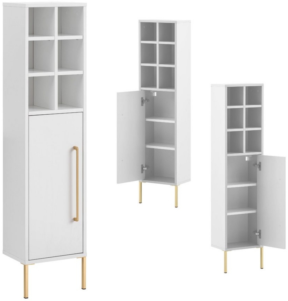 Lomadox Hochschrank SARAY-80 Highboard Badezimmer in Kreideweiß, B/H/T: ca. 30,4/130,6/21,8 cm Bild 1