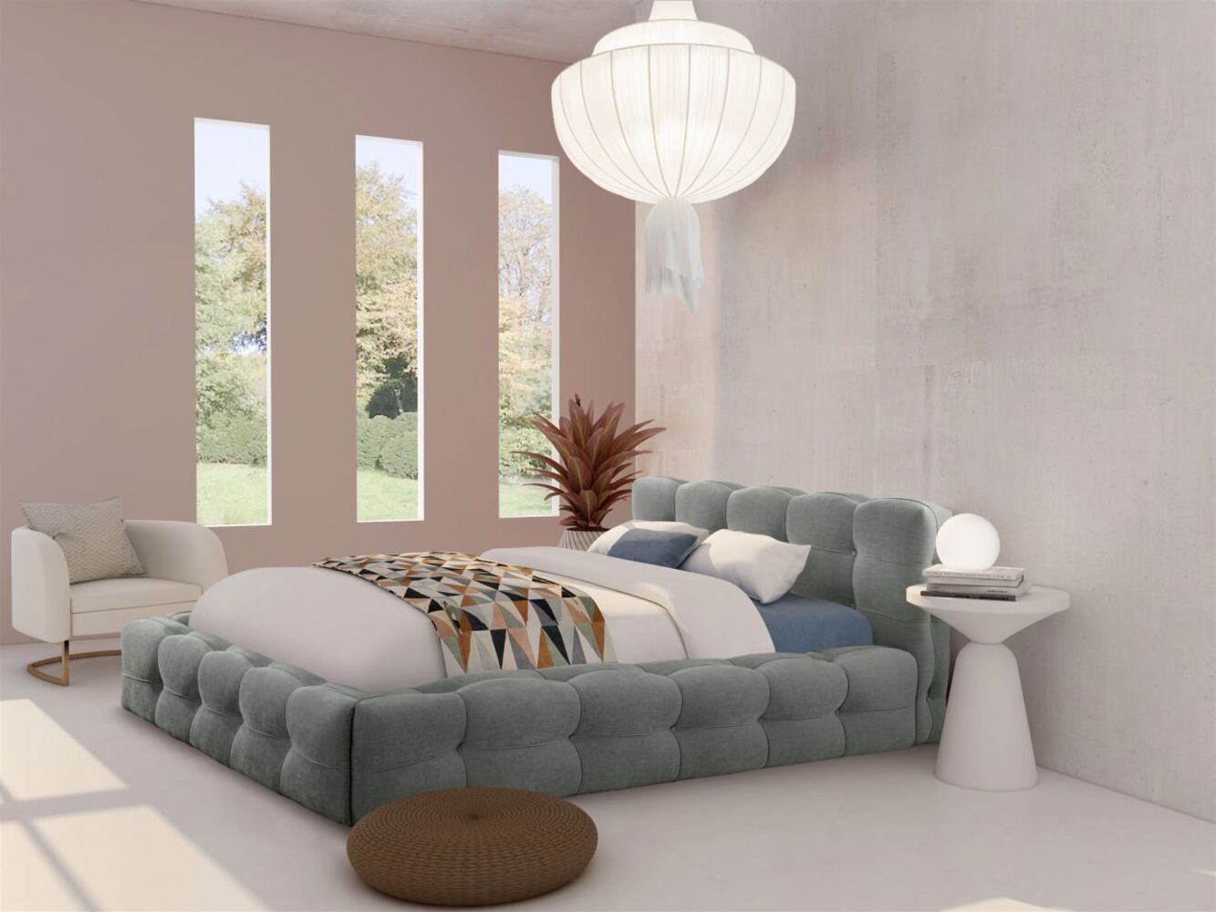 Polsterbett Doppelbett AURORA 160x200cm in Stoff Boston Grau Bild 1