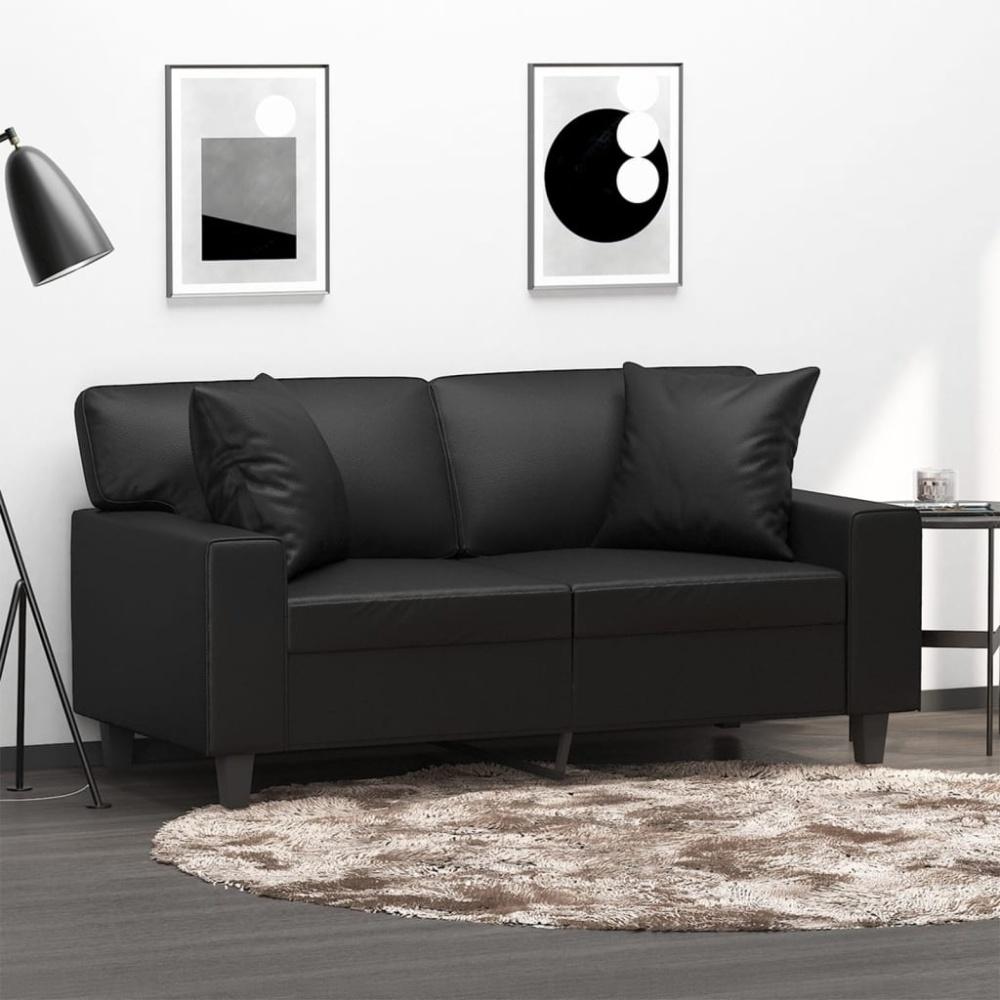 vidaXL 2-Sitzer-Sofa mit Zierkissen Schwarz 120 cm Kunstleder 3200861 Bild 1