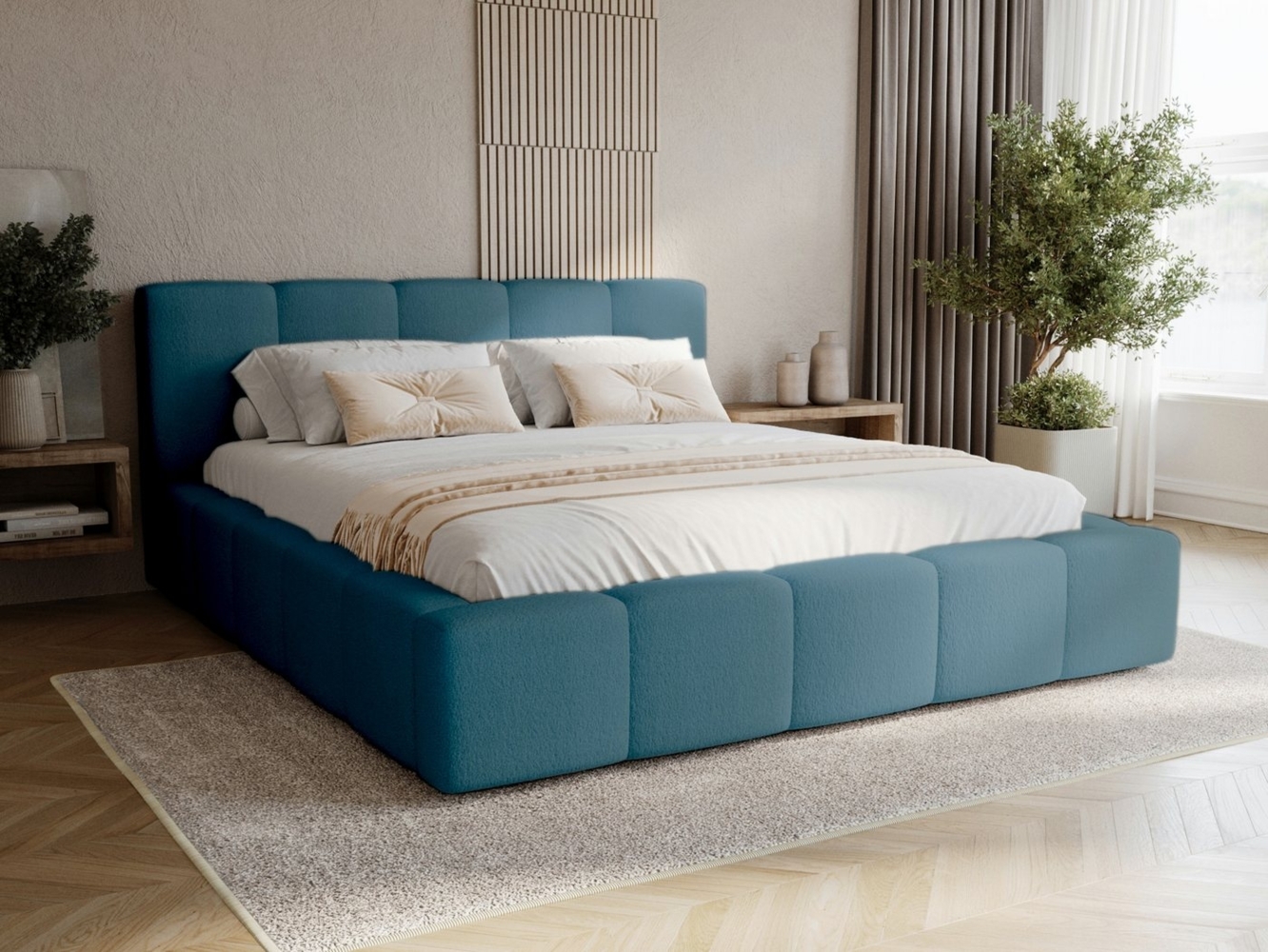 Compleo Polsterbett modern und elegant, Designerbett, Wolkenbett LARAS (TOPSELLER Stauraumbett MADE IN EU), mit Bettkasten und Lattenrost Bild 1