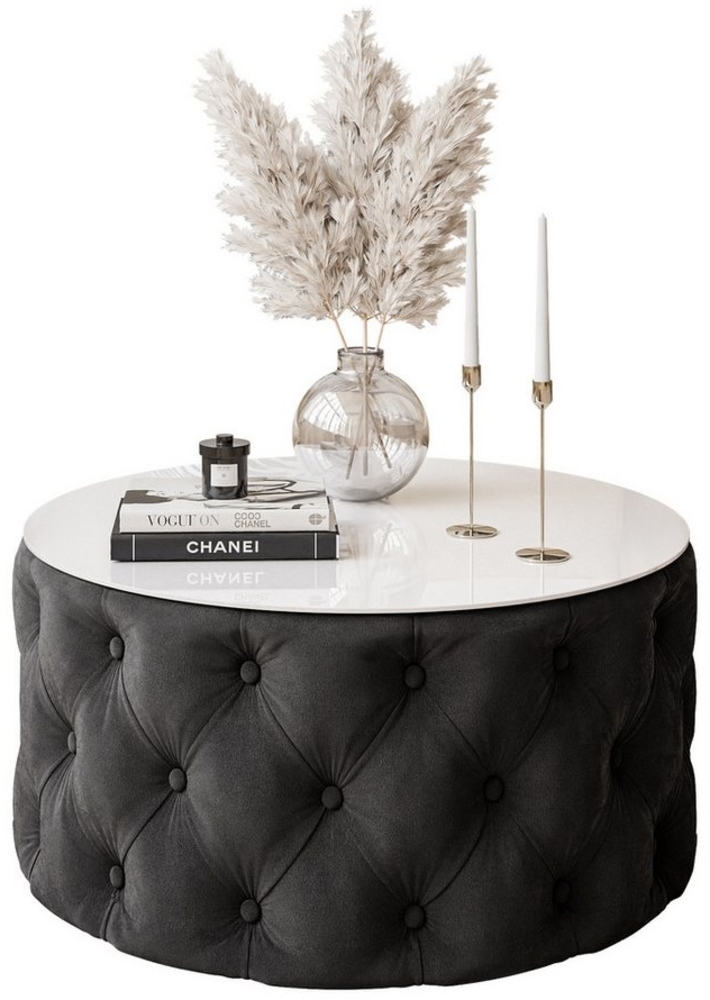 Lookway Couchtisch CHESTERFIELD 70 cm runder gepolsterter couchtisch Bild 1