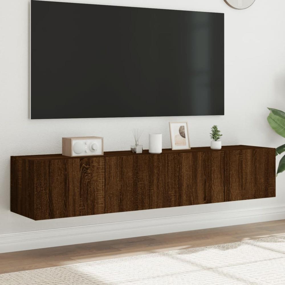 vidaXL TV-Wandschränke mit LED-Leuchten 2 Stk. Braun Eichen-Optik 837294 Bild 1