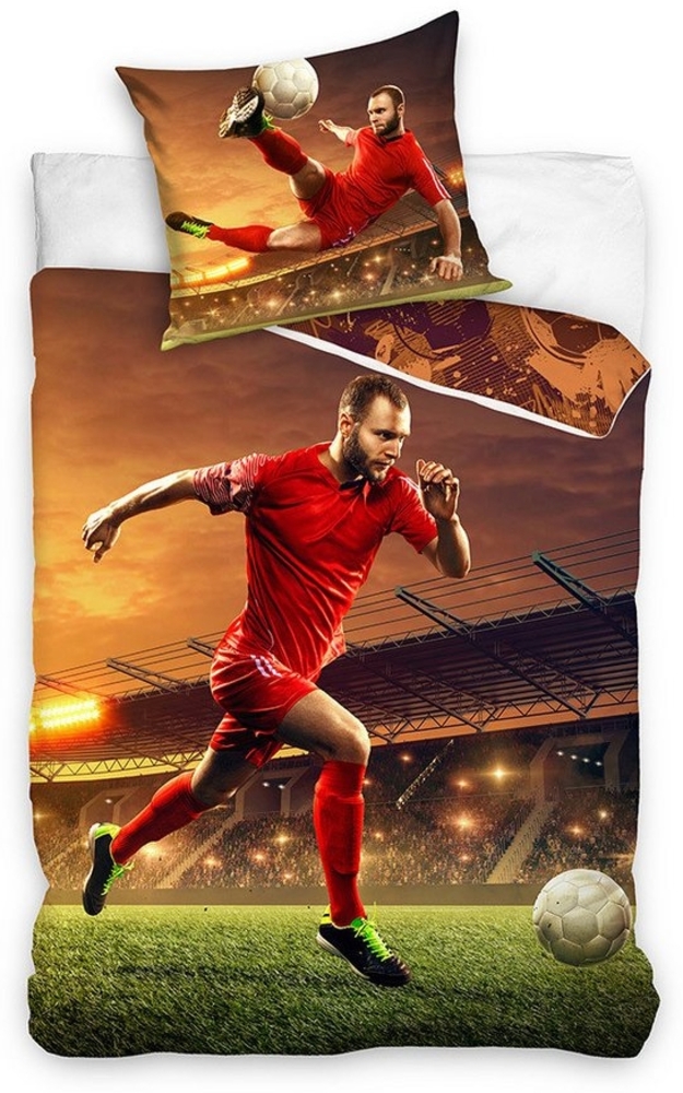 Carbotex Bettwäsche Fußballspieler Bettwäsche 140x200 cm Bild 1