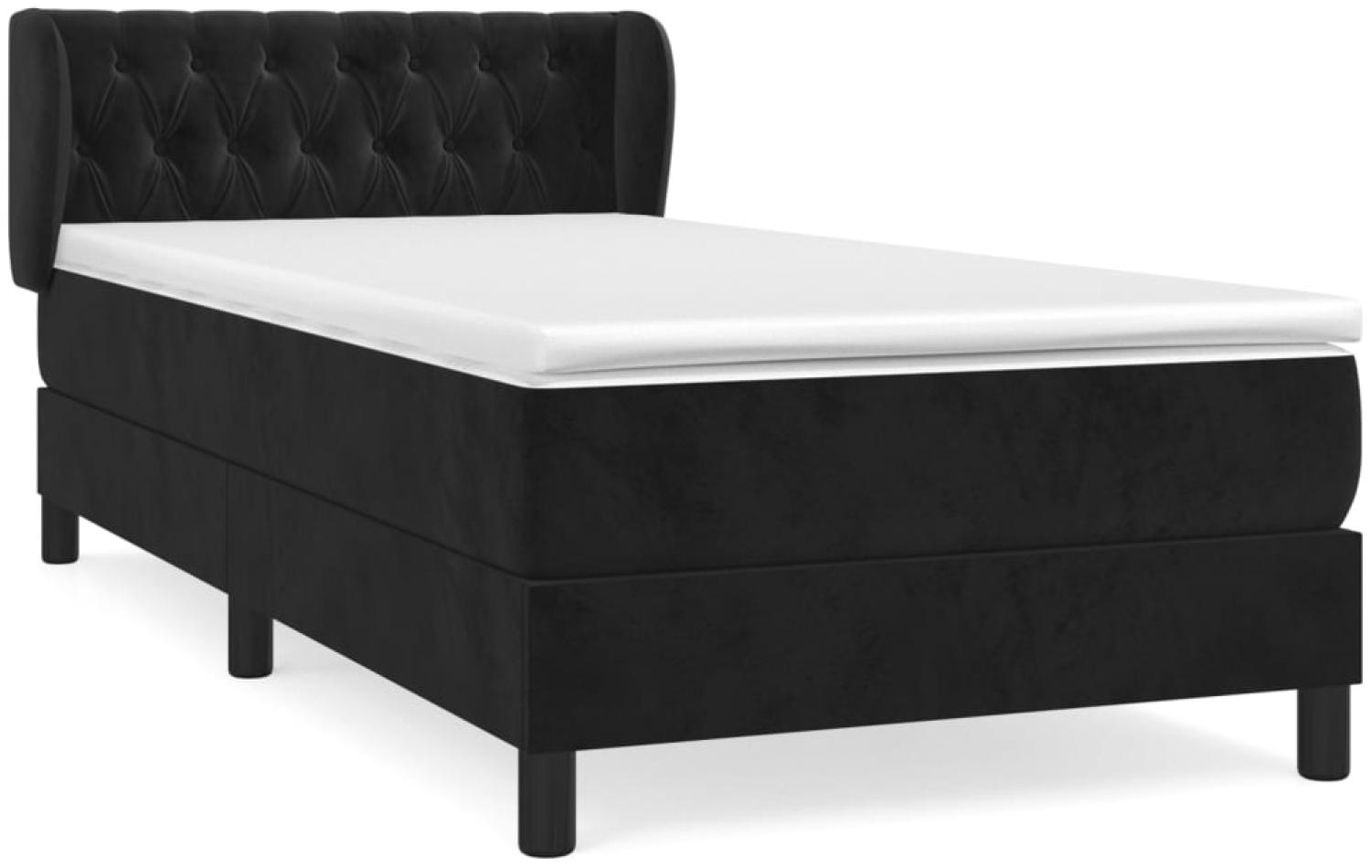vidaXL Boxspringbett mit Matratze Schwarz 90x190 cm Samt 3127645 Bild 1