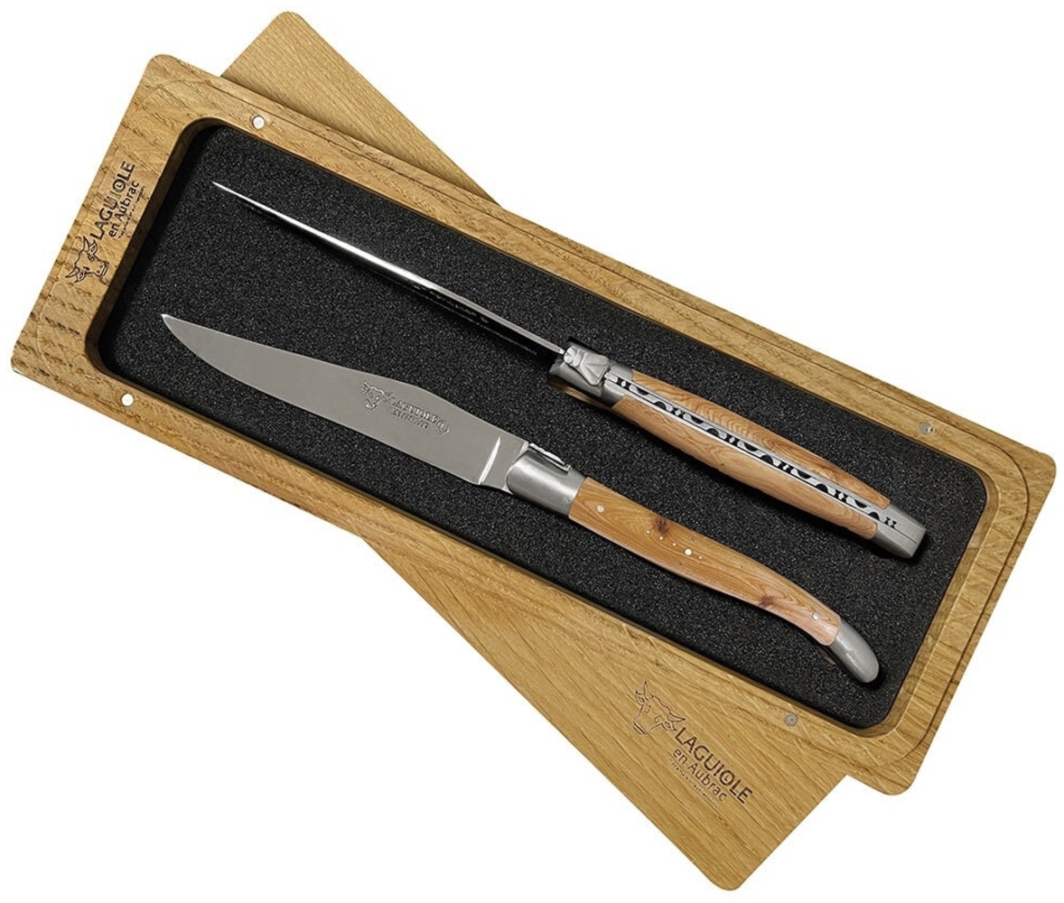 Laguiole en Aubrac Steakmesser Set 2-teilig Wacholder (Genévrier) 23 cm Bild 1