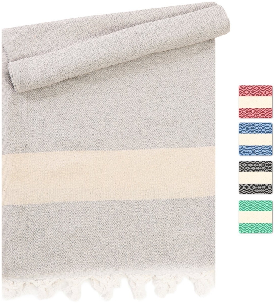 herémood Saunatuch XXL Hamamtuch 100x180 cm – Leichtes Saunatuch aus 100% Baumwolle, (schnelltrocknend & saugstark, Sehr Gut getestet, 1er & 2er-Set, ideal für Strand, Sauna & Wellness – Beige, 2-St) Bild 1