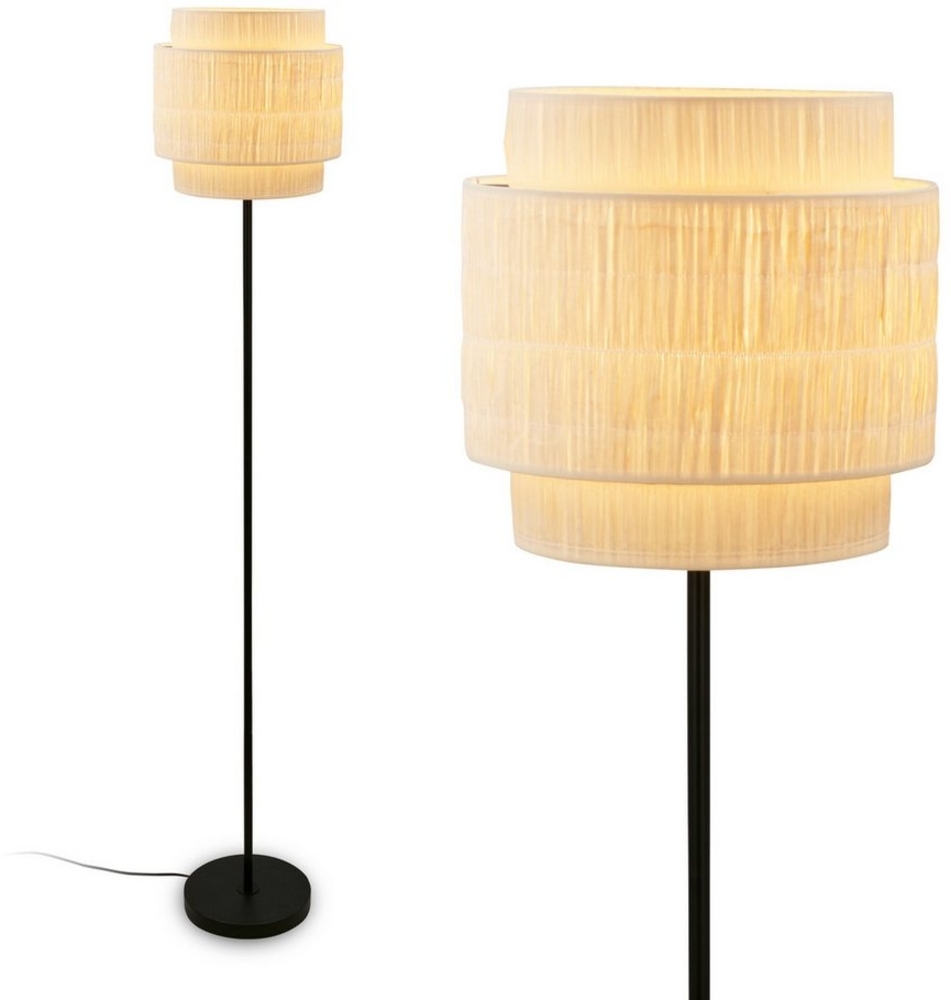 Briloner Leuchten LED Stehlampe Stehleuchte E27 Boho Natur Beige Wohnzimmer, ohne Leuchtmittel, Abhängig vom Leuchtmittel - Warmweiß/Neutralweiß/Kaltweis, Stehleuchte 35 x 161 cm Beige max. 10W Wohnzimmer Flur Büro Bild 1