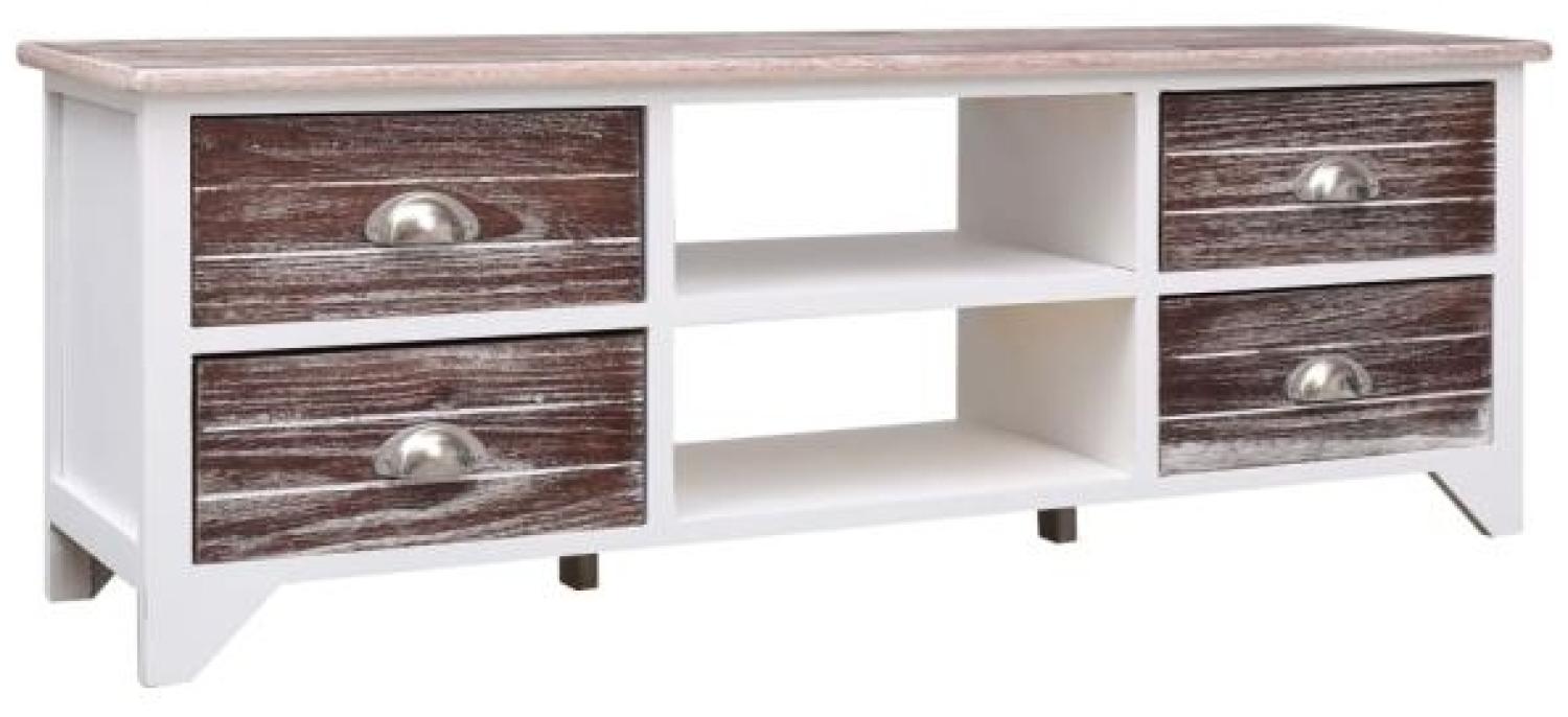 vidaXL TV-Schrank Weiß und Braun 115 x 30 x 40 cm Paulownia Holz Bild 1