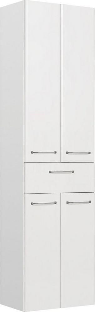 Saphir Hochschrank Quickset Badschrank 50 cm breit, 4 Türen, 1 Schublade, 3 Einlegeböden Badezimmer-Hochschrank inkl. Türdämpfer, Griffe in Chrom glänzend Bild 1