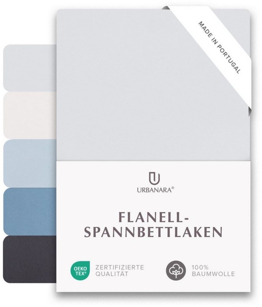 Urbanara Spannbettlaken Montrose Bettlaken - 100% Baumwolle, Made in Portugal, Baumwolle, Gummizug: an den Ecken, (1 Stück), Weicher Flanell, Eingenähte Elastikbänder, schlicht & zeitlos Bild 1